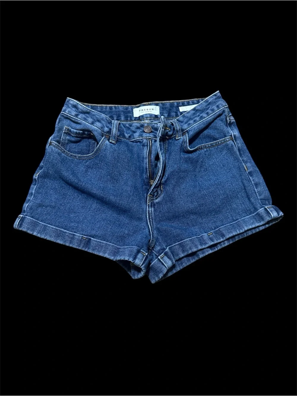 PacSun Mom Shorts High Waisted Denim Cuffed Hem Blue